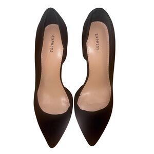 Express Women’s Suede Black Pointed Toe Heels - Size 8